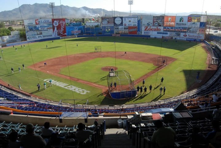 Baseball stadium seating in Monclova before an evening Acereros game