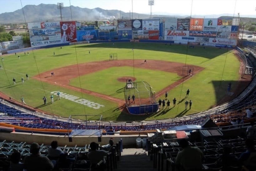 Baseball stadium seating in Monclova during the cooler November travel season