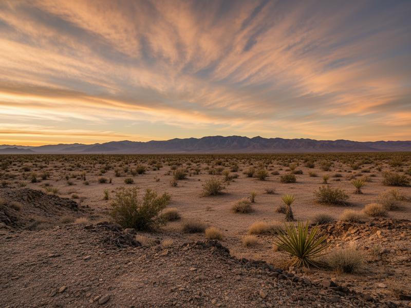 vast chihuahuan desert landscape with distant mountains and blue sky in northern mexico