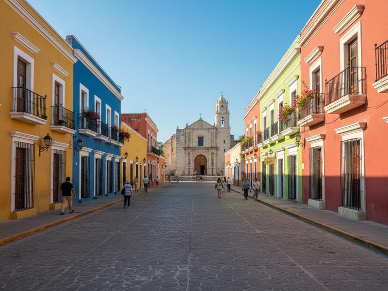 Historic La Ermita street on the traditional Paseo de las Ánimas route in Mérida