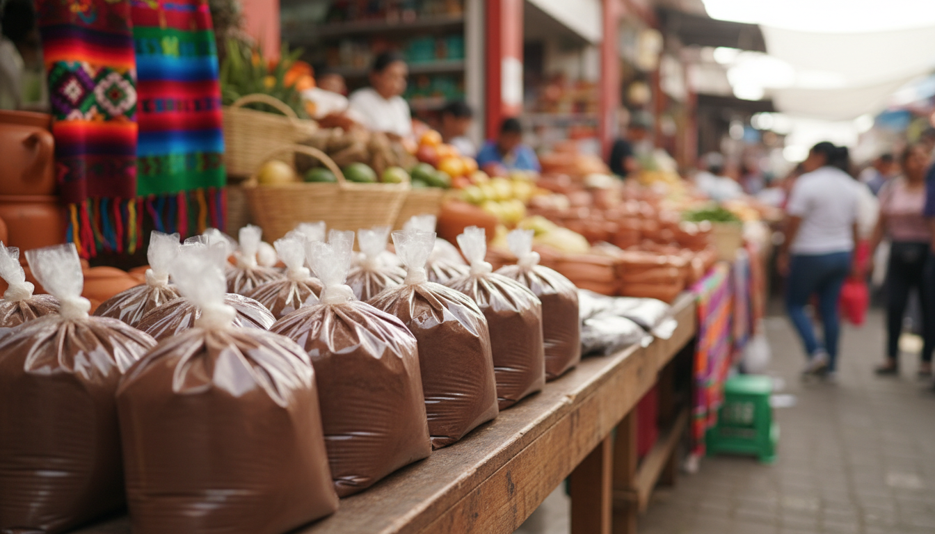 bags of polvillo powder for sale at a local market