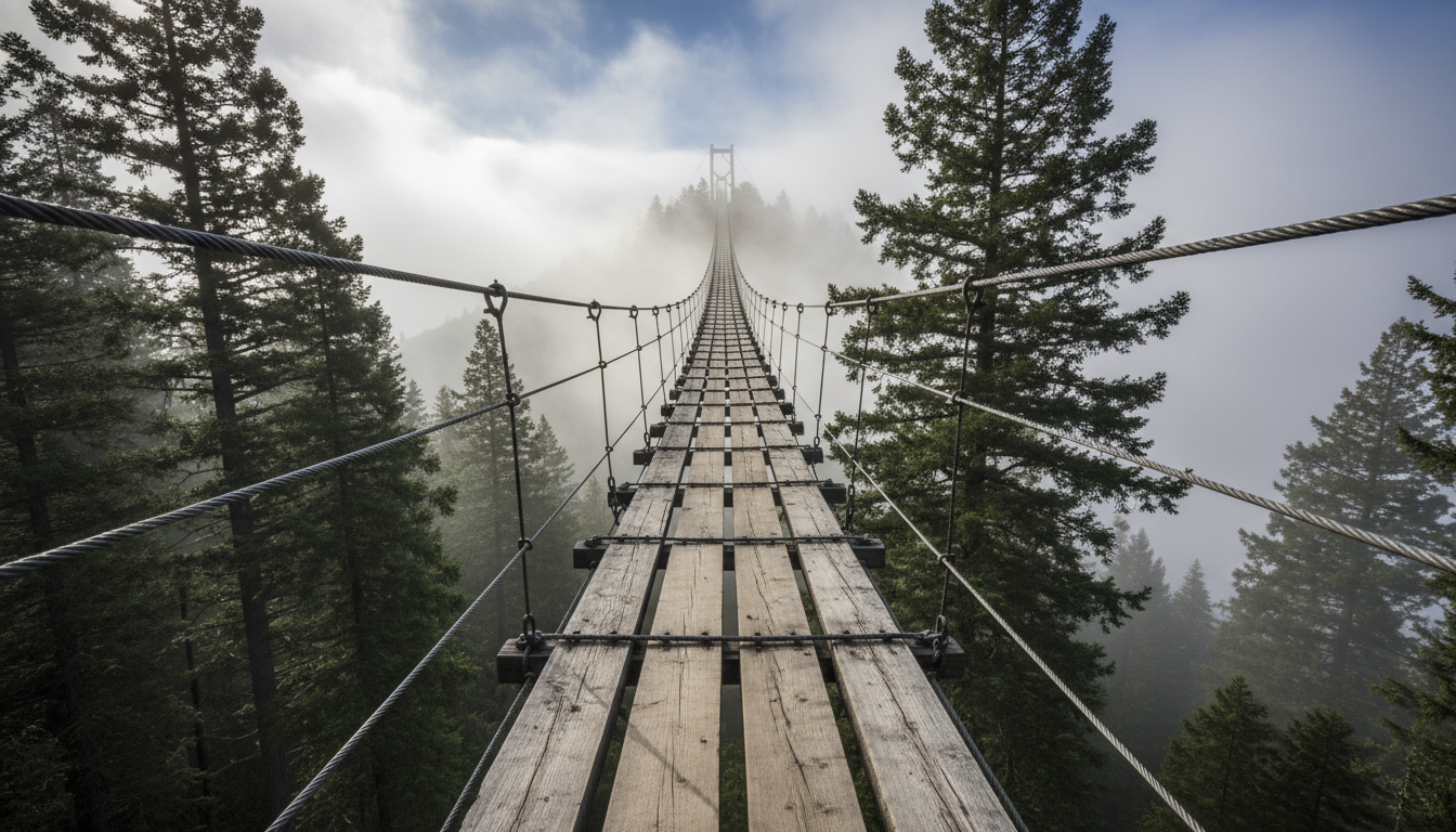 Cuajimoloyas Bridge Structure and Pine Tops