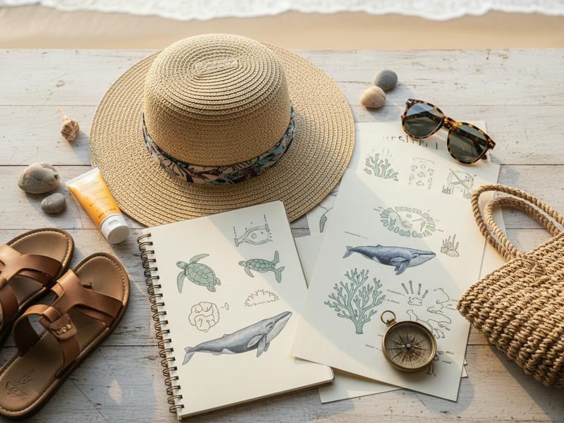 Beach sunset in Puerto Vallarta with notes and a trip plan on a table