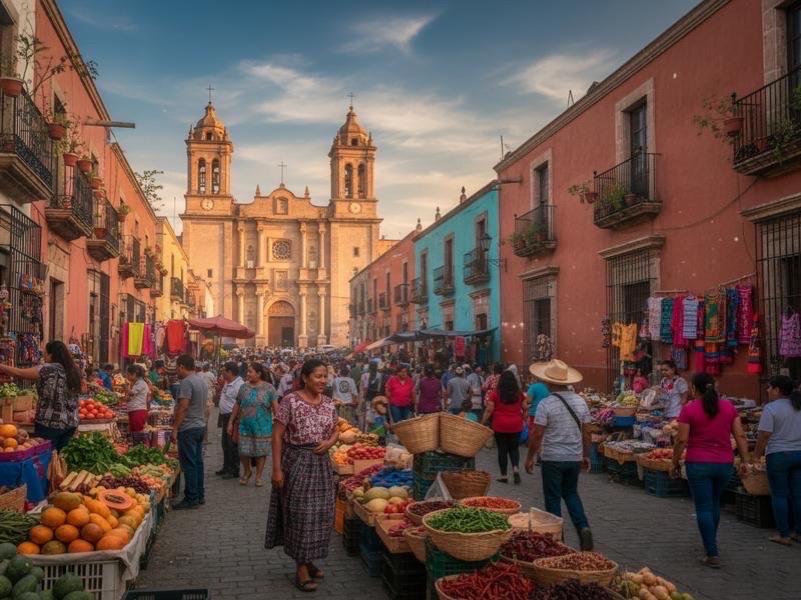 Wide Reynosa avenue with January traffic and cool border-city weather in Tamaulipas