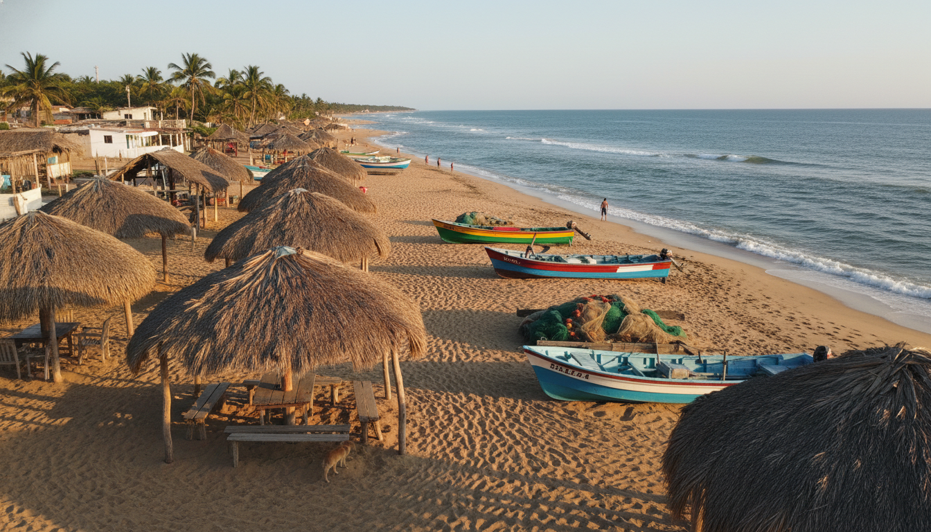 Arroyo de Lisa beach palapas dining area