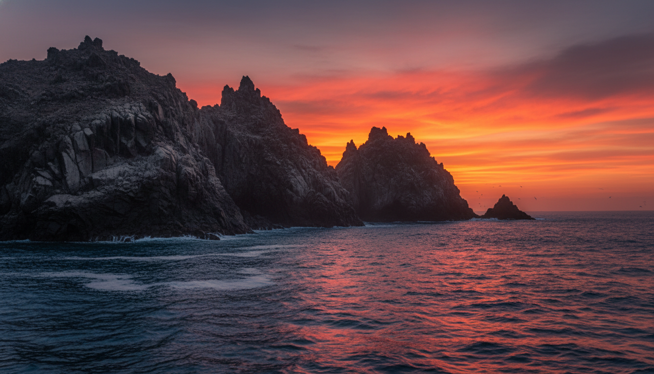 Golden hour Roca Partida coastline view