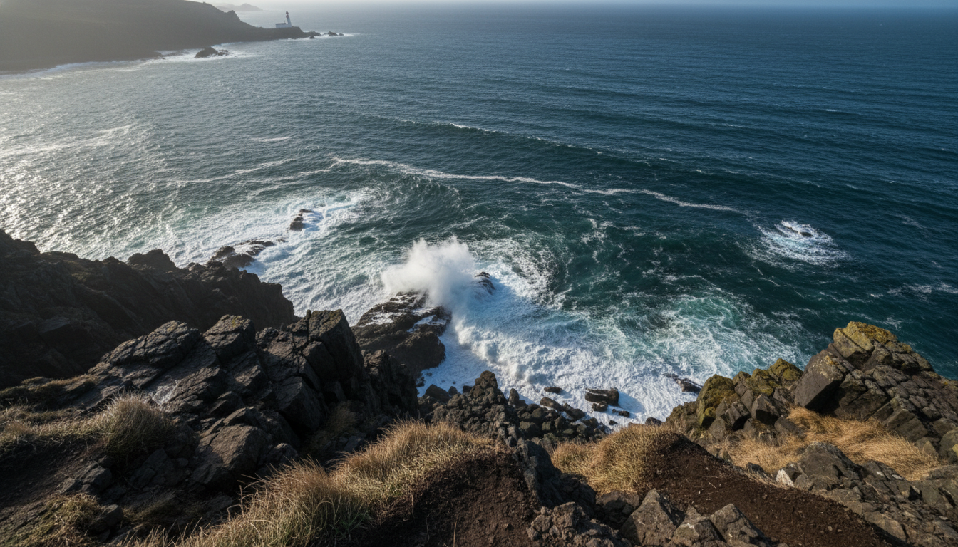 Vertigo view from cliff edge hiking