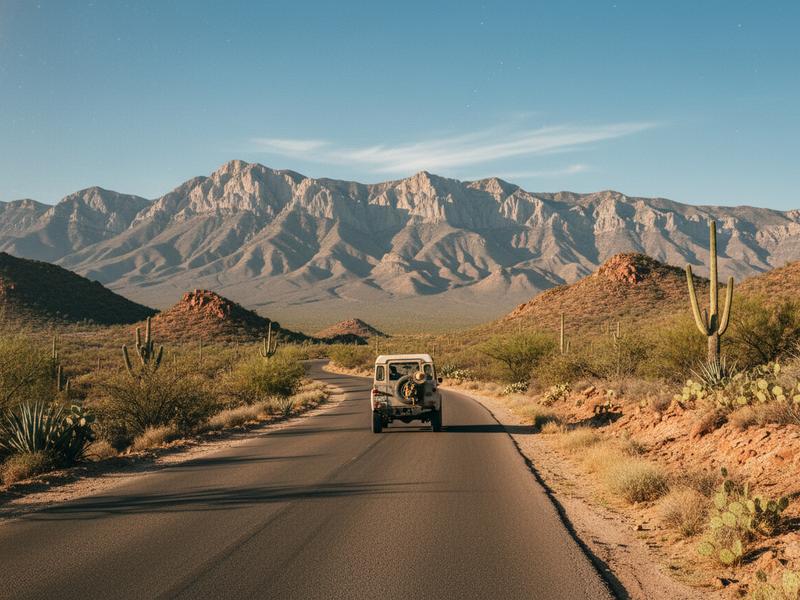 Dry Saltillo afternoon with bright pavement, mountain air, and sparse street shade