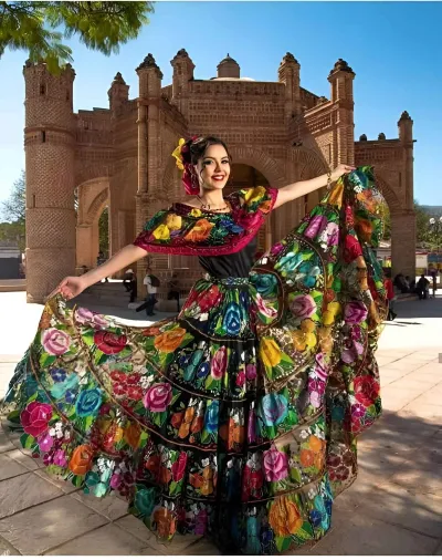 Woman dressed in traditional Chiapaneca dress