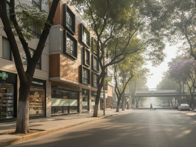 Quiet modern hotel on a residential Mexico City avenue near the festival route