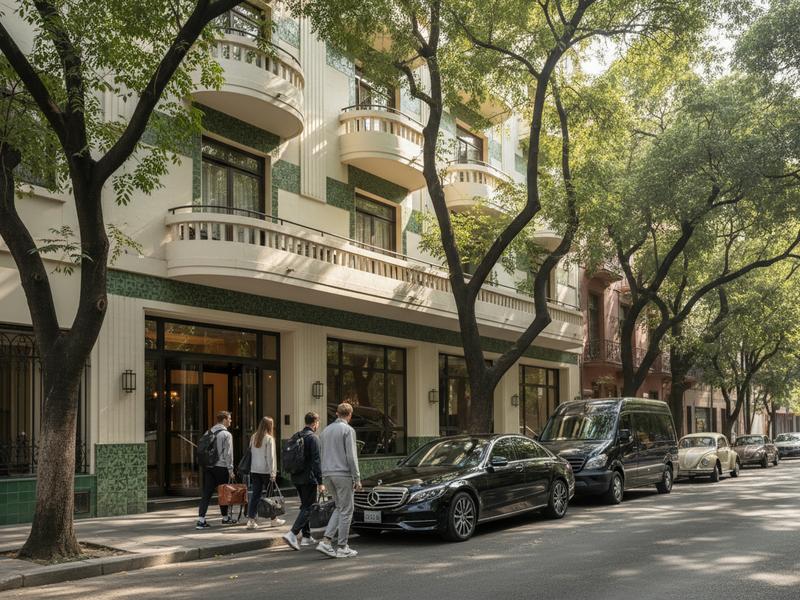 Boutique hotel street in Roma and Condesa during Mexico Grand Prix weekend