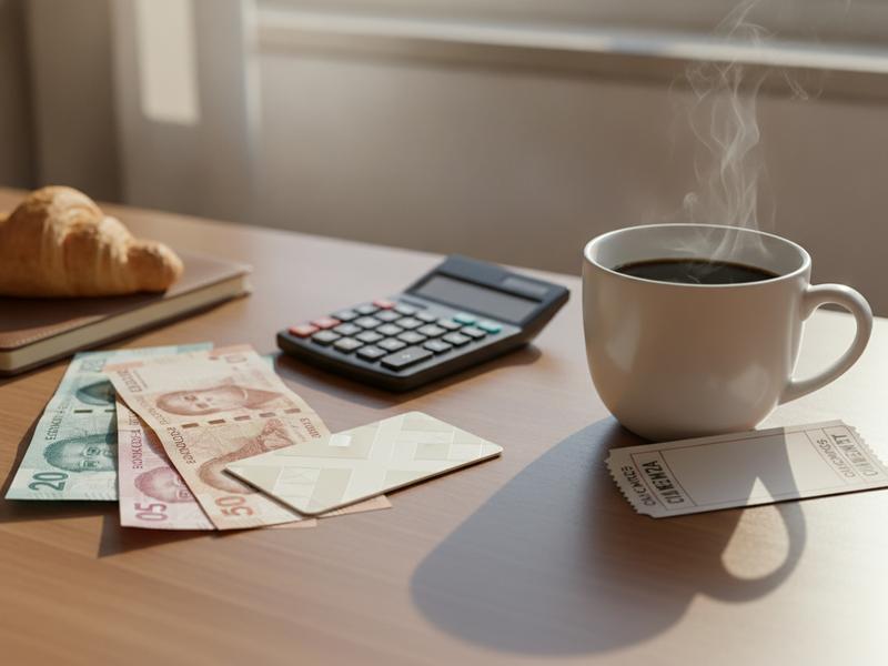 Peso notes and hotel key beside a Morelia film festival budget