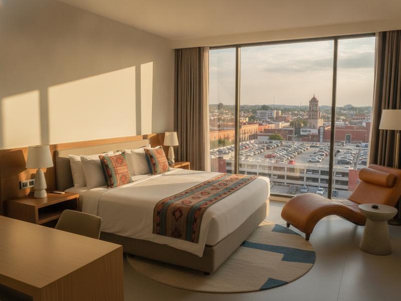 Modern hotel room near Cinepolis VIP Plaza Las Americas in Morelia